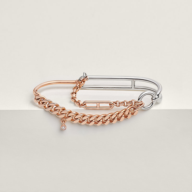 Mix and H triple ring - Rose gold | Hermès Macau SAR